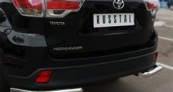 14 949 р. Защита заднего бампера (Ø63 мм уголки, нержавейка) SLITKOFF  Toyota Highlander  XU50 (2013-2017) дорестайлинг  с доставкой в г. Майкоп. Увеличить фотографию 3