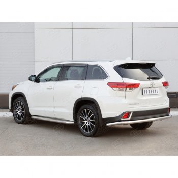 17 999 р. Защита заднего бампера (Ø63 мм, нержавейка) SLITKOFF Toyota Highlander XU50 рестайлинг (2016-2020)  с доставкой в г. Майкоп. Увеличить фотографию 2