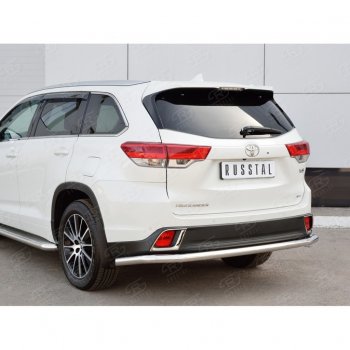 17 999 р. Защита заднего бампера (Ø63 мм, нержавейка) SLITKOFF Toyota Highlander XU50 рестайлинг (2016-2020)  с доставкой в г. Майкоп. Увеличить фотографию 4