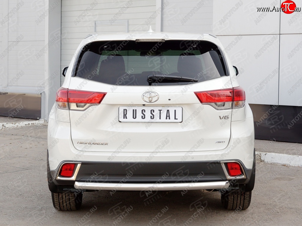 16 799 р. Защита заднего бампера (Ø63 мм, нержавейка) SLITKOFF  Toyota Highlander  XU50 (2013-2017) дорестайлинг  с доставкой в г. Майкоп