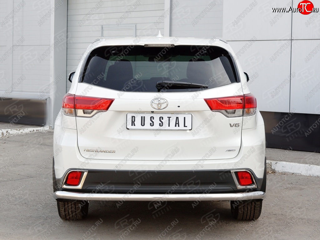 17 999 р. Защита заднего бампера (Ø63 мм, нержавейка) SLITKOFF Toyota Highlander XU50 рестайлинг (2016-2020)  с доставкой в г. Майкоп