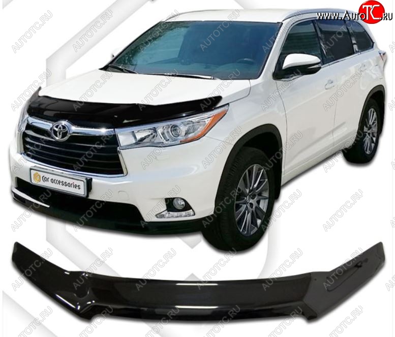 2 199 р. Дефлектор капота CA-Plastiс  Toyota Highlander  XU50 (2013-2020) дорестайлинг, рестайлинг (Classic черный, Без надписи)  с доставкой в г. Майкоп
