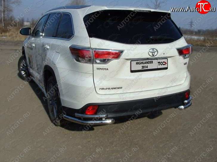 24 999 р. Защита заднего бампера (уголки двойные) ТСС 60,3/42,4 мм Toyota Highlander XU50 дорестайлинг (2013-2017)  с доставкой в г. Майкоп