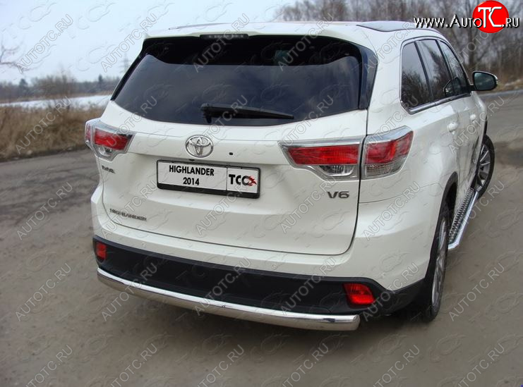 23 899 р. Защита заднего бампера (овальная) ТСС (нержавейка d75х42 мм) Toyota Highlander XU50 дорестайлинг (2013-2017)  с доставкой в г. Майкоп
