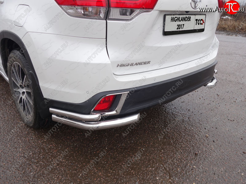 24 999 р. Защита заднего бампера (уголки двойные) ТСС 60,3/42,4 мм Toyota Highlander XU50 рестайлинг (2016-2020)  с доставкой в г. Майкоп