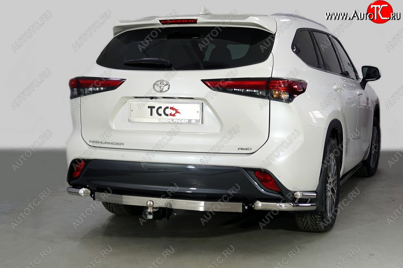 24 749 р. Защита заднего бампера (уголки двойные) ТСС 60,3/42,4 мм Toyota Highlander XU70 (2020-2025)  с доставкой в г. Майкоп