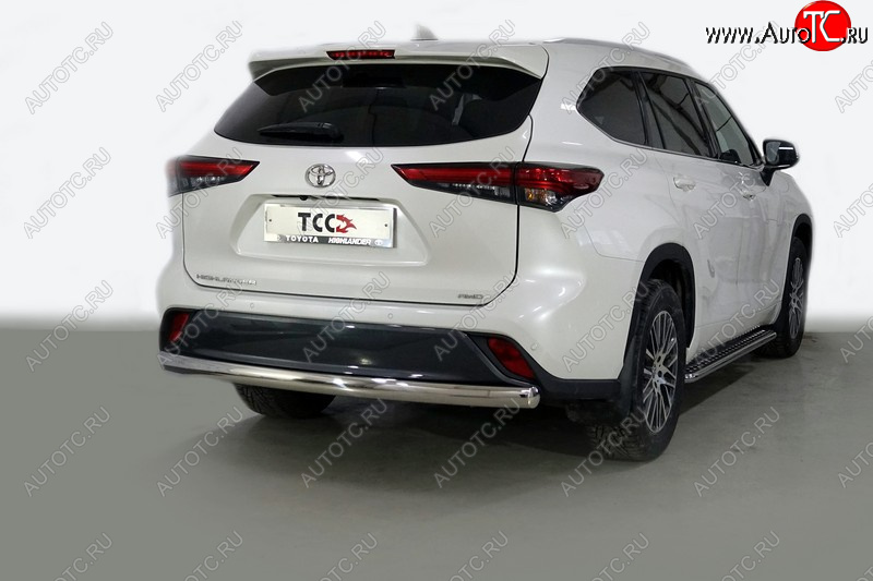 23 899 р. Защита заднего бампера (овальная) ТСС (нержавейка d75х42 мм) Toyota Highlander XU70 (2020-2025)  с доставкой в г. Майкоп