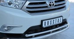 19 699 р. Защита переднего бампера (2 трубыØ63 и 42 мм, нержавейка) SLITKOFF Toyota Highlander XU40 рестайлинг (2010-2013)  с доставкой в г. Майкоп. Увеличить фотографию 2