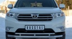 Защита переднего бампера (2 трубыØ63 и 42 мм, нержавейка) SLITKOFF Toyota Highlander  XU40 (2010-2013) рестайлинг