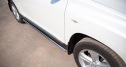 77 999 р. Защита порогов из круглой трубы диаметром 76 мм (рестайлинг) Russtal Toyota Highlander XU40 рестайлинг (2010-2013) (Защита порогов с со скосами на торцах (вариант 1))  с доставкой в г. Майкоп. Увеличить фотографию 3