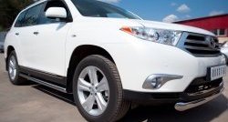 77 999 р. Защита порогов из круглой трубы диаметром 76 мм (рестайлинг) Russtal Toyota Highlander XU40 рестайлинг (2010-2013) (Защита порогов с со скосами на торцах (вариант 1))  с доставкой в г. Майкоп. Увеличить фотографию 12