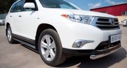 77 999 р. Защита порогов из круглой трубы диаметром 76 мм (рестайлинг) Russtal Toyota Highlander XU40 рестайлинг (2010-2013) (Защита порогов с со скосами на торцах (вариант 1))  с доставкой в г. Майкоп. Увеличить фотографию 4