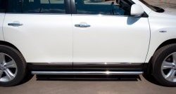 77 999 р. Защита порогов из круглой трубы диаметром 76 мм (рестайлинг) Russtal Toyota Highlander XU40 рестайлинг (2010-2013) (Защита порогов с со скосами на торцах (вариант 1))  с доставкой в г. Майкоп. Увеличить фотографию 6