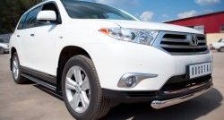77 999 р. Защита порогов из круглой трубы диаметром 76 мм (рестайлинг) Russtal Toyota Highlander XU40 рестайлинг (2010-2013) (Защита порогов с со скосами на торцах (вариант 1))  с доставкой в г. Майкоп. Увеличить фотографию 8