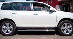 77 999 р. Защита порогов из круглой трубы диаметром 76 мм (рестайлинг) Russtal Toyota Highlander XU40 рестайлинг (2010-2013) (Защита порогов с со скосами на торцах (вариант 1))  с доставкой в г. Майкоп. Увеличить фотографию 10