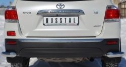 Защита заднего бампера (Ø76 мм уголки, нержавейка) SLITKOFF Toyota Highlander  XU40 (2010-2013) рестайлинг