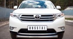 Защита переднего бампера (Ø76 мм, нержавейка) SLITKOFF Toyota Highlander  XU40 (2010-2013) рестайлинг