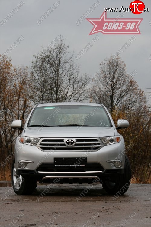 18 269 р. Защита переднего бампера с декоративными элементами Souz-96 (d42) Toyota Highlander XU40 рестайлинг (2010-2013)  с доставкой в г. Майкоп