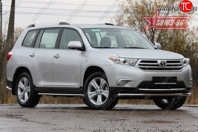 14 399 р. Защита переднего бампера одинарная Souz-96 (d60) Toyota Highlander XU40 рестайлинг (2010-2013)  с доставкой в г. Майкоп