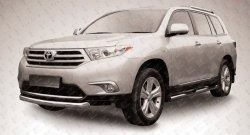 Защита переднего бампера из короткой трубы диаметром 76 мм Slitkoff Toyota Highlander  XU40 (2010-2013) рестайлинг