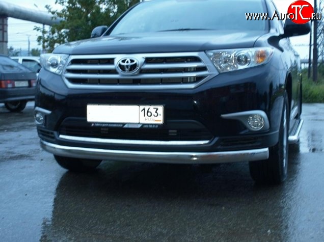 11 499 р. Защита переднего бампера d75x42 мм Металл Дизайн Toyota Highlander XU40 рестайлинг (2010-2013) (полированная нержавейка)  с доставкой в г. Майкоп
