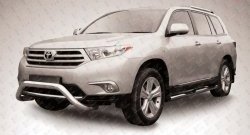 Усиленная низкая защита переднего бампера из трубы диаметром 76 мм Slitkoff Toyota Highlander  XU40 (2010-2013) рестайлинг