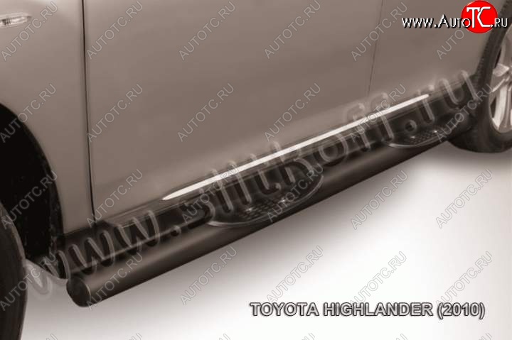 15 499 р. Защита порогов Slitkoff  Toyota Highlander  XU40 (2010-2013) рестайлинг (Цвет: серебристый)  с доставкой в г. Майкоп
