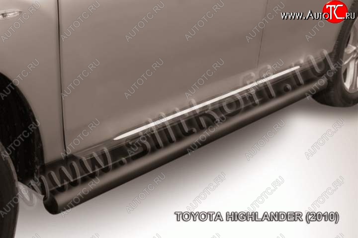 12 999 р. Защита порогов Slitkoff  Toyota Highlander  XU40 (2010-2013) рестайлинг (Цвет: серебристый)  с доставкой в г. Майкоп