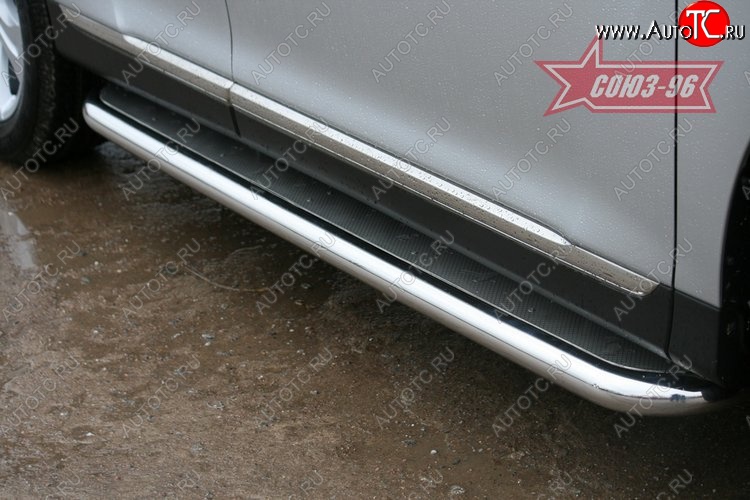 23 759 р. Защита порогов с листом Souz-96 (d60). Toyota Highlander XU40 рестайлинг (2010-2013)  с доставкой в г. Майкоп