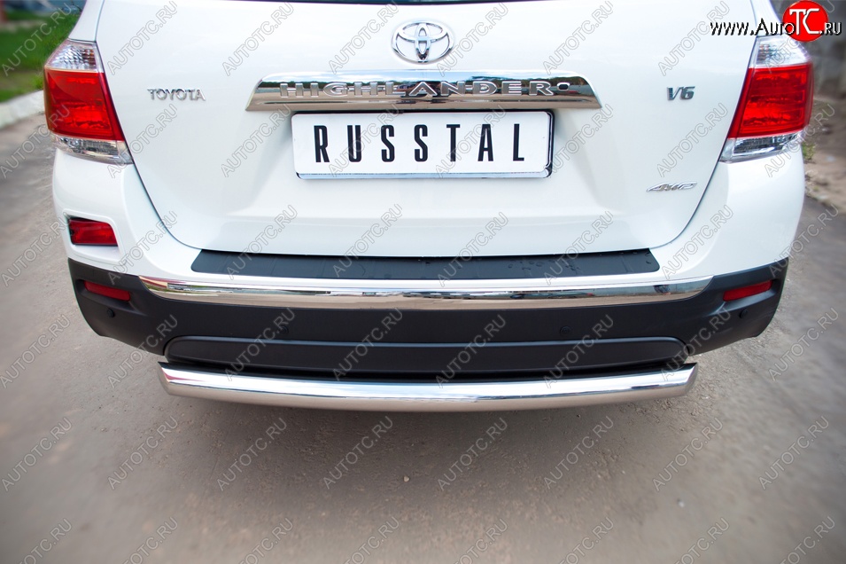 14 799 р. Защита заднего бампера (Ø76 мм, нержавейка) SLITKOFF  Toyota Highlander  XU40 (2010-2013) рестайлинг  с доставкой в г. Майкоп