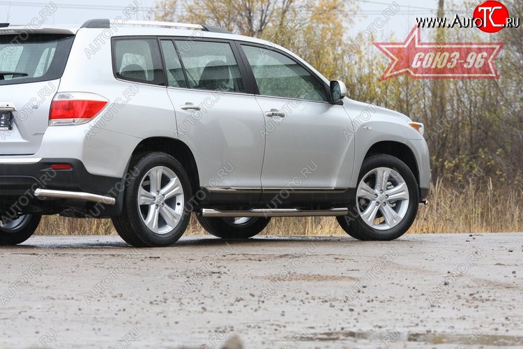 10 259 р. Защита заднего бампера из двух боковых уголков (d60) SOUZ-96 Toyota Highlander XU40 рестайлинг (2010-2013)  с доставкой в г. Майкоп