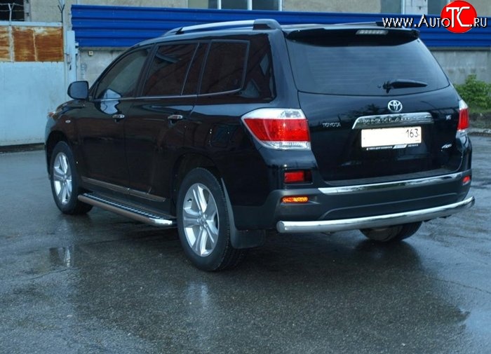 11 499 р. Защита заднего бампера d75x42 ммМеталл Дизайн Toyota Highlander XU40 дорестайлинг (2007-2010) (полированная нержавейка)  с доставкой в г. Майкоп