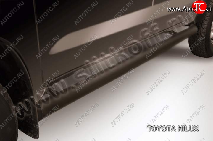 12 999 р. Защита порогов Slitkoff  Toyota Hilux  AN20,AN30 (2011-2016)  2-ой рестайлинг (Цвет: серебристый)  с доставкой в г. Майкоп