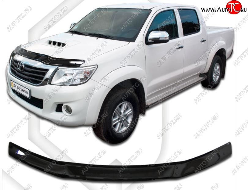 1 899 р. Дефлектор капота CA-Plastiс  Toyota Hilux  AN20,AN30 (2011-2016)  2-ой рестайлинг (Classic черный, Без надписи)  с доставкой в г. Майкоп