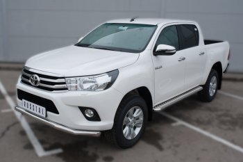22 999 р. Широкая защита порогов с трубой диаметром 42 мм SLITKOFF v2 Toyota Hilux AN120 дорестайлинг (2016-2020)  с доставкой в г. Майкоп. Увеличить фотографию 2