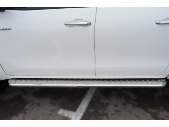 22 999 р. Широкая защита порогов с трубой диаметром 42 мм SLITKOFF v2 Toyota Hilux AN120 дорестайлинг (2016-2020)  с доставкой в г. Майкоп. Увеличить фотографию 3