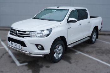 41 999 р. Порожки для ног (труба Ø63) SLITKOFF  Toyota Hilux  AN120 (2016-2020) дорестайлинг (лист - нержавейка, профиль - нержавейка)  с доставкой в г. Майкоп. Увеличить фотографию 4
