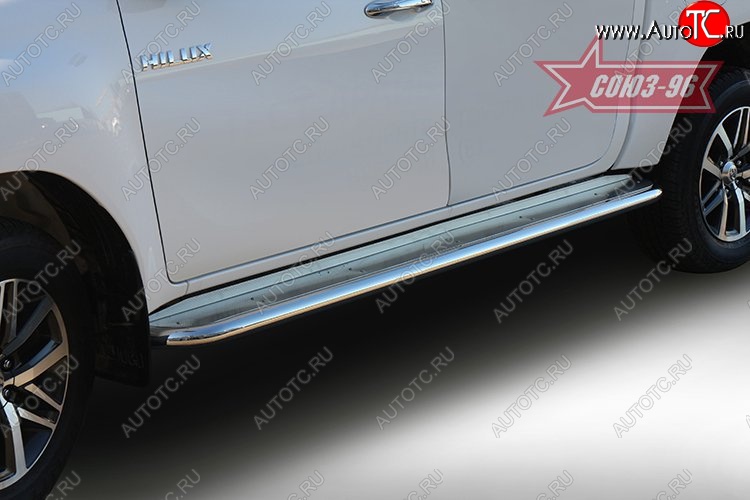 21 689 р. Защита порогов с листом Souz-96 (d60). Toyota Hilux AN120 дорестайлинг (2016-2020)  с доставкой в г. Майкоп