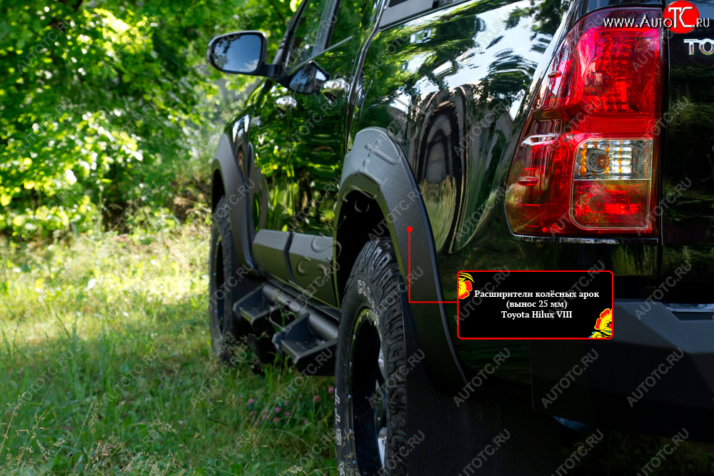 6 999 р. Расширитель арки RA (вылет 25 мм, задний левый)  Toyota Hilux  AN120 (2016-2020) дорестайлинг (Поверхность шагрень)  с доставкой в г. Майкоп
