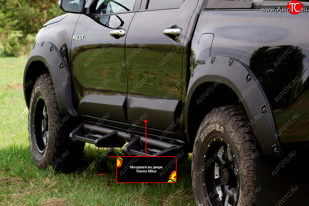 3 499 р. Молдинг двери RA (задний левый) Toyota Hilux AN120 дорестайлинг (2016-2020) (Поверхность глянец под покраску, Неокрашенный)  с доставкой в г. Майкоп