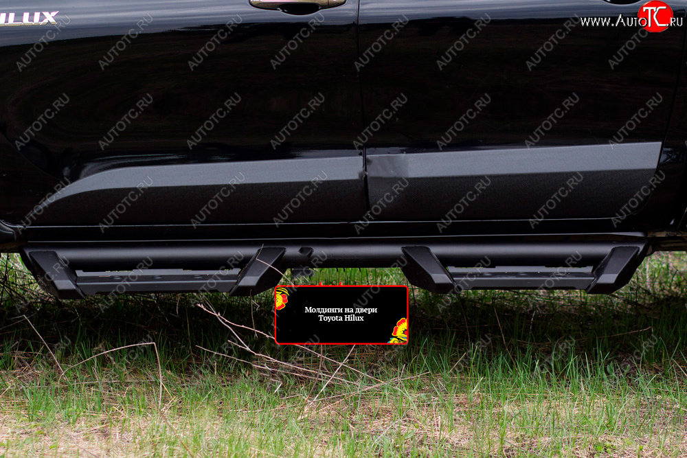 10 299 р. Молдинги дверей RA (комплект) Toyota Hilux AN120 дорестайлинг (2016-2020) (Поверхность шагрень)  с доставкой в г. Майкоп