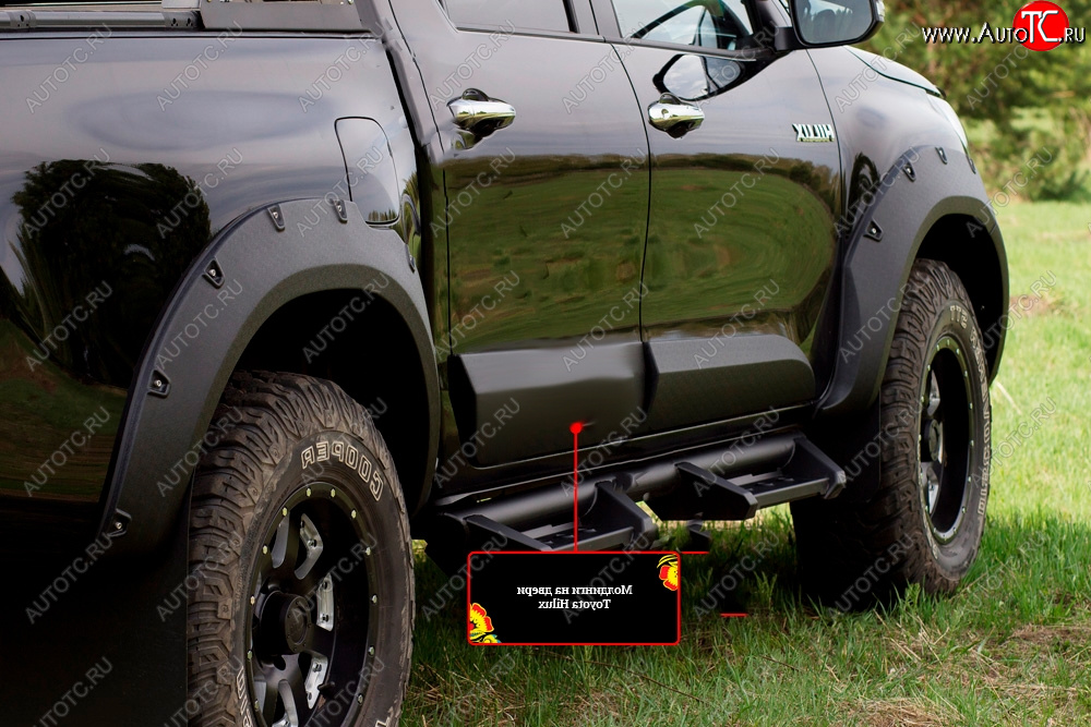 3 499 р. Молдинг двери RA (задний правый) Toyota Hilux AN120 дорестайлинг (2016-2020) (Поверхность глянец под покраску, Неокрашенный)  с доставкой в г. Майкоп