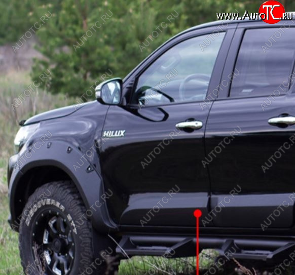 3 499 р. Молдинг двери RA (передний левый) Toyota Hilux AN120 дорестайлинг (2016-2020) (Поверхность глянец под покраску, Неокрашенный)  с доставкой в г. Майкоп