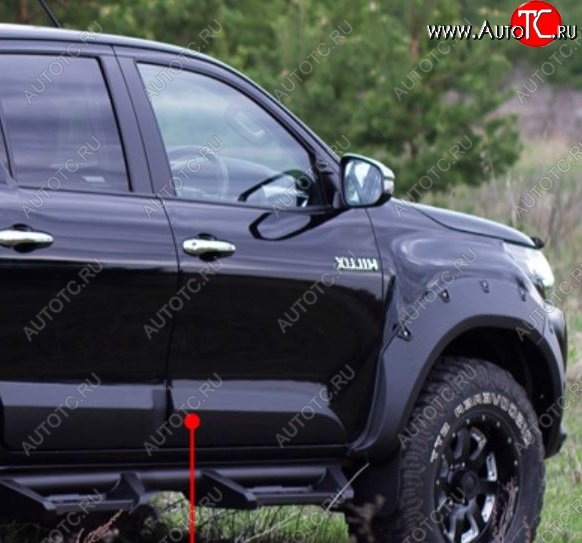 3 499 р. Молдинг двери RA (передний правый) Toyota Hilux AN120 дорестайлинг (2016-2020) (Поверхность глянец под покраску, Неокрашенный)  с доставкой в г. Майкоп