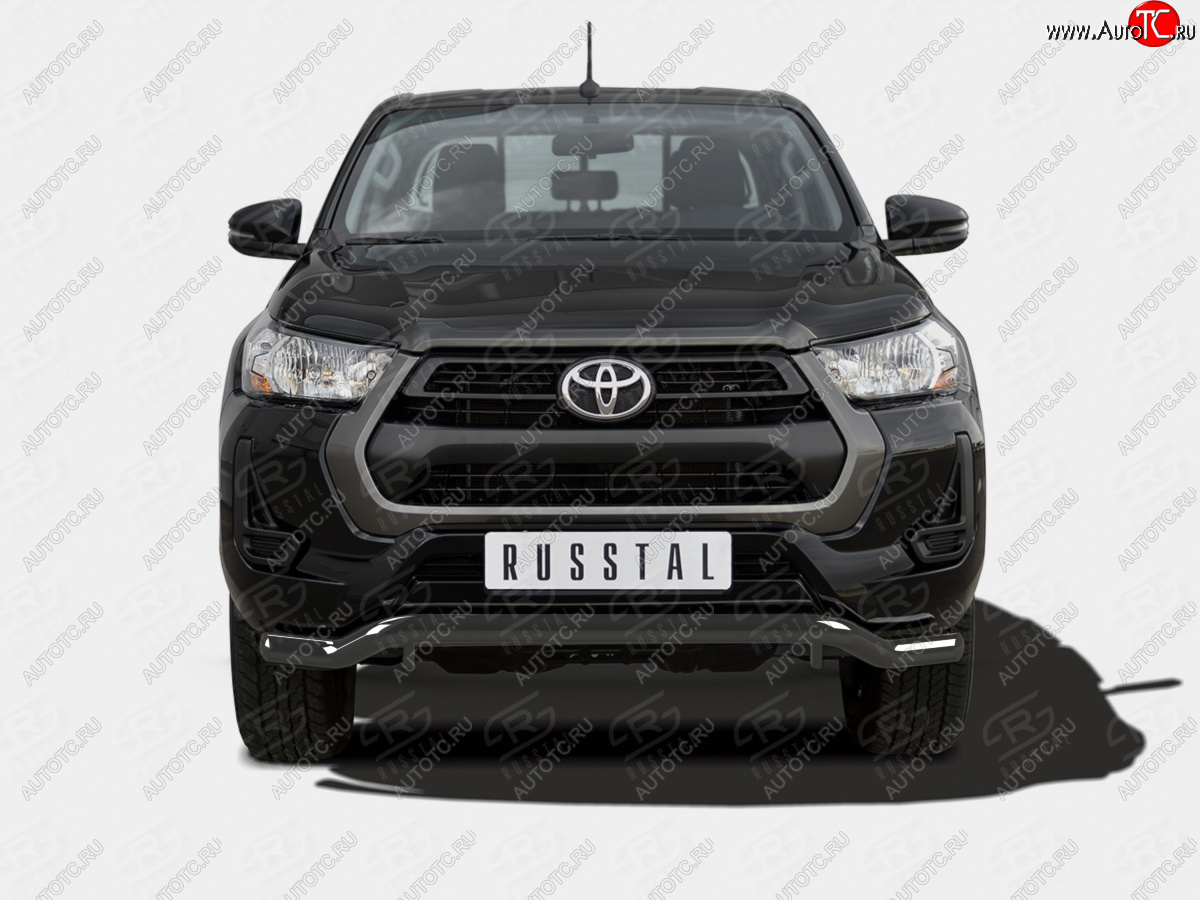 11 749 р. Защита переднего бампера (Ø63 мм волна) SLITKOFF  Toyota Hilux  AN120 (2020-2025) 2-ой рестайлинг (нержавейка с полимерным покрытием, черный)  с доставкой в г. Майкоп