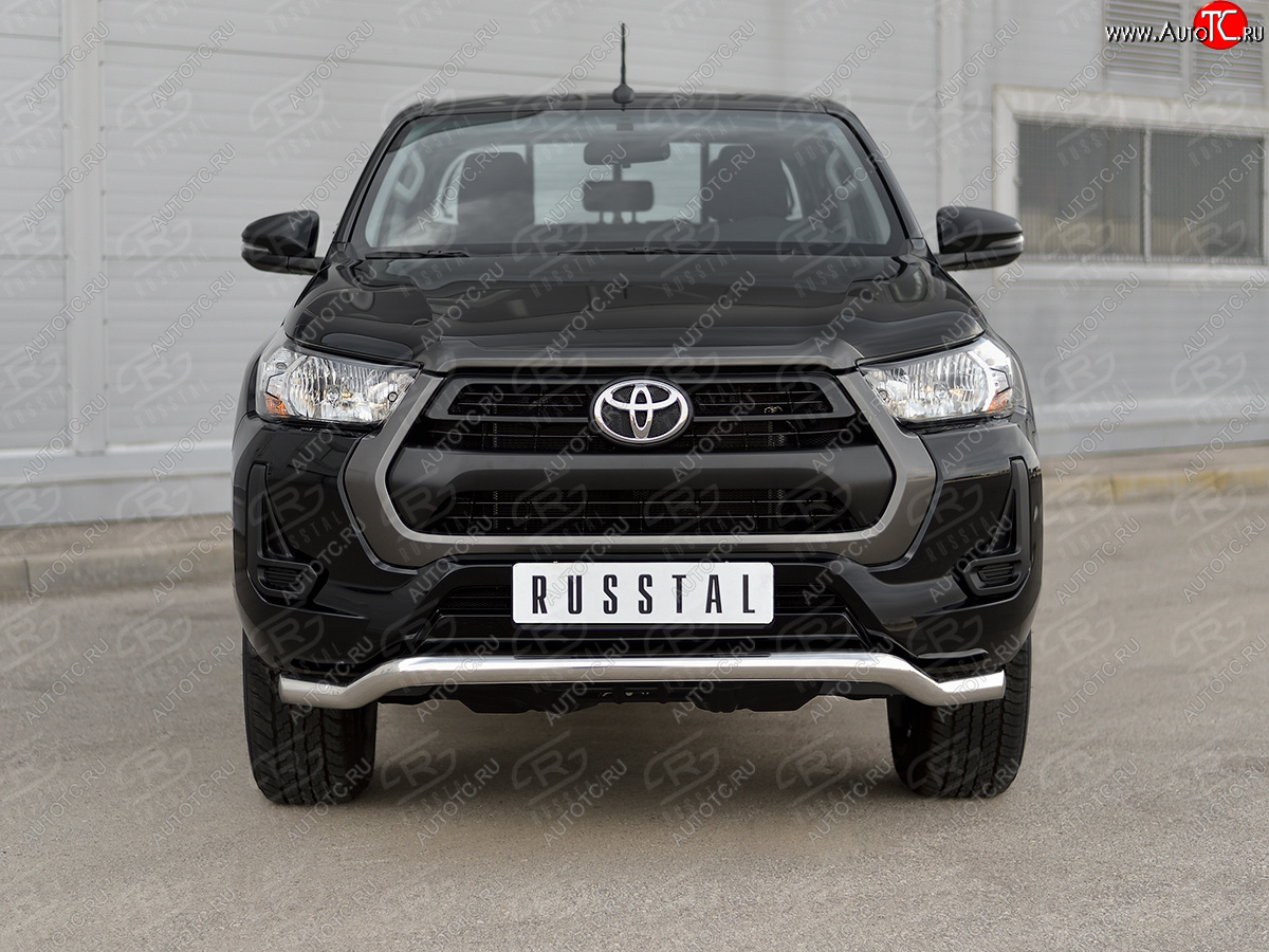 16 899 р. Защита переднего бампера (Ø63 мм волна) SLITKOFF  Toyota Hilux  AN120 (2020-2025) 2-ой рестайлинг (полированная нержавейка)  с доставкой в г. Майкоп