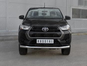 Защита переднего бампера (Ø76 мм, нержавейка) SLITKOFF Toyota Hilux  AN120 (2020-2025) 2-ой рестайлинг