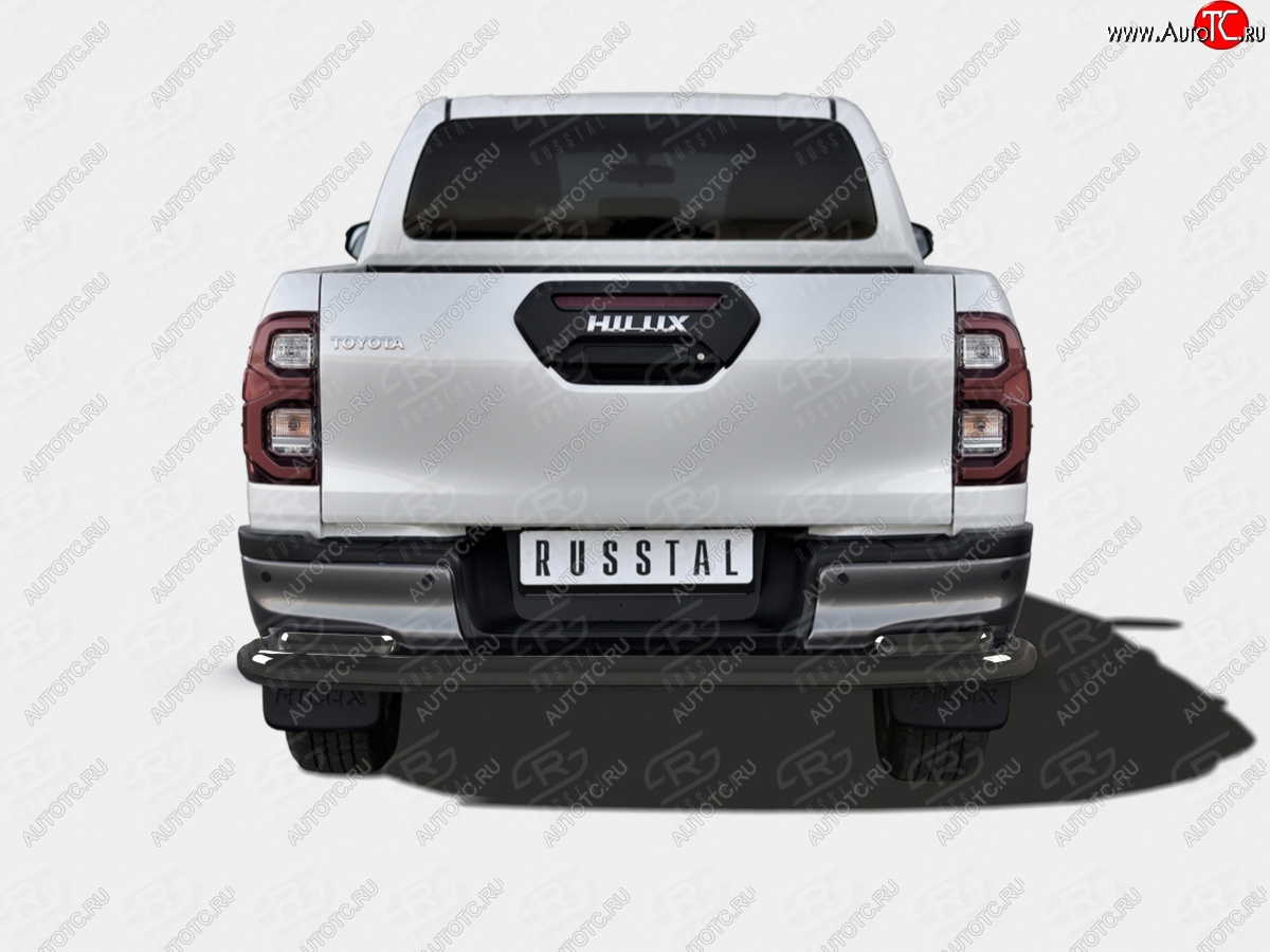13 199 р. Защита заднего бампера (Ø63 и 42 мм) SLITKOFF  Toyota Hilux  AN120 (2020-2025) 2-ой рестайлинг (нержавейка с полимерным покрытием, черный)  с доставкой в г. Майкоп