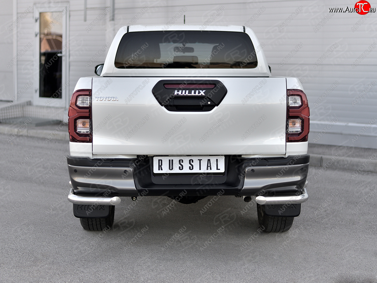 21 349 р. Защита заднего бампера (Ø63 мм, нержавейка, BLACK ONYX) SLITKOFF  Toyota Hilux  AN120 (2020-2025) 2-ой рестайлинг  с доставкой в г. Майкоп