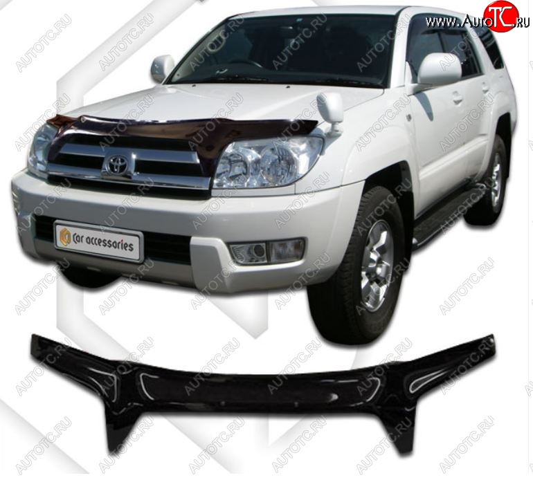 2 599 р. Дефлектор капота (N215) CA-Plastiс  Toyota Hilux Surf  N210 (2002-2005) дорестайлинг (Classic черный, Без надписи)  с доставкой в г. Майкоп
